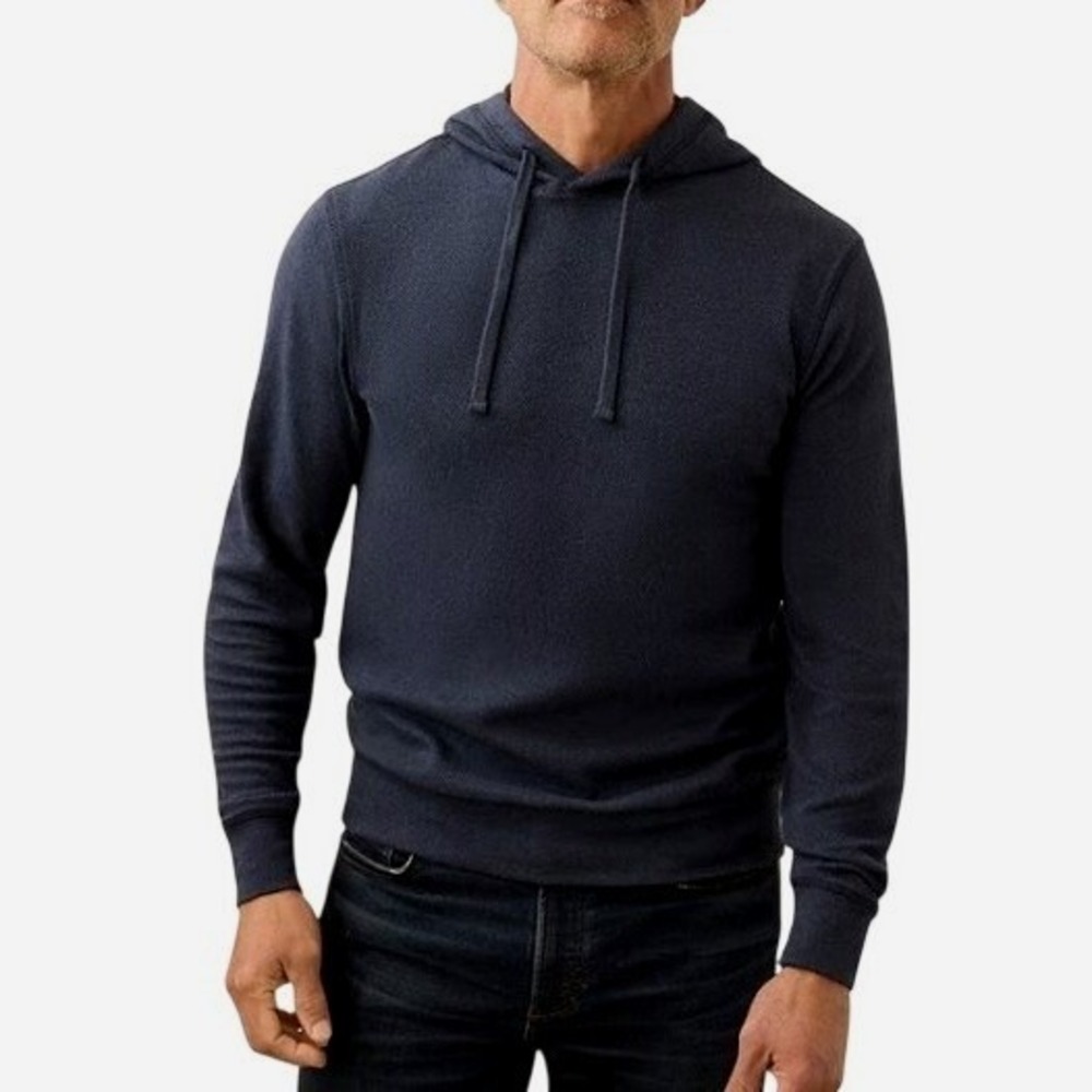 Faherty Mens XXL Legend Sweater Hoodie Heathered‎ Black Twill NWT